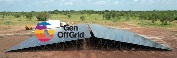 Solar panels mounted on steel solar trusses.